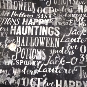 FABRIC Cotton Canvas Happy Hauntings Script, 100% Cotton 4 Yards